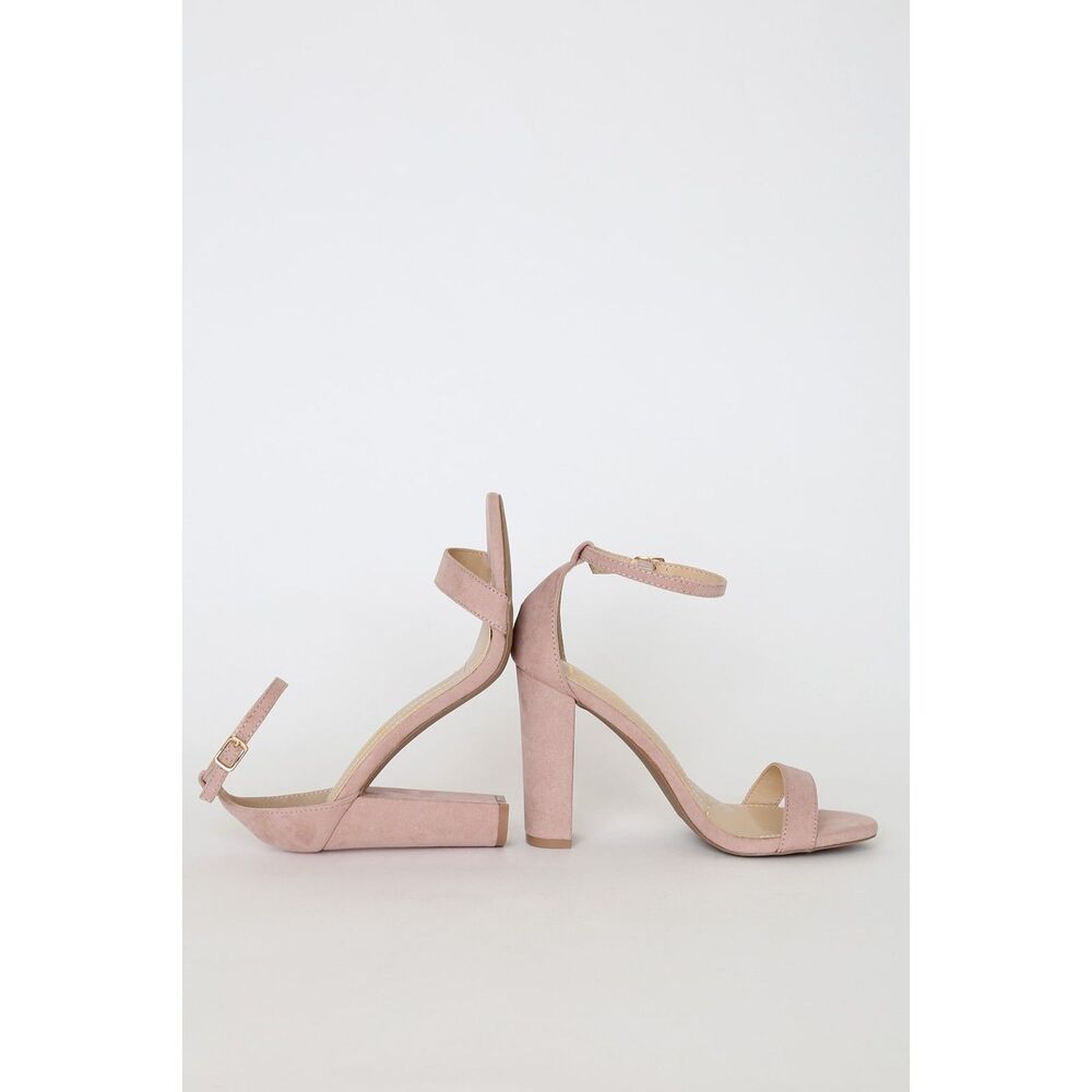 LULUS Blush Suede Ankle Strap Heels Size 6 NWT